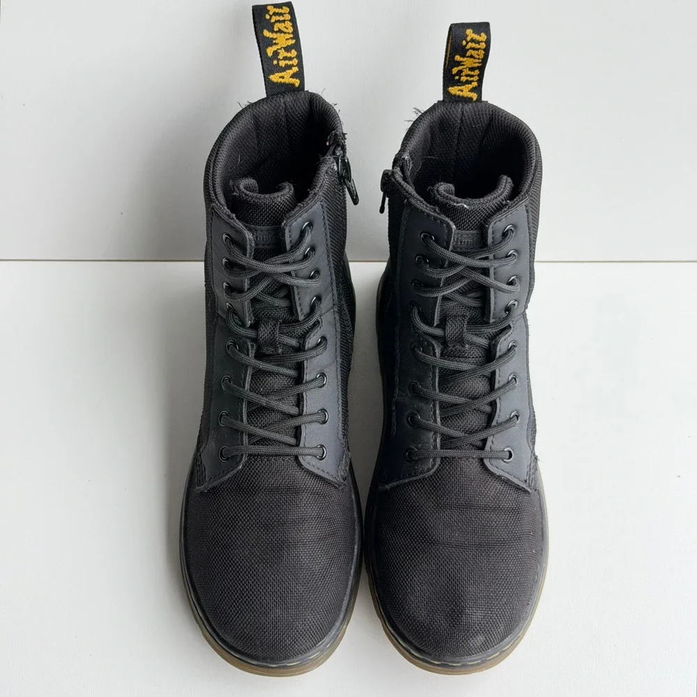 Dr. Martens Combs J Boots Big Kids size 4 Black Combat Nylon Canvas Side Zip